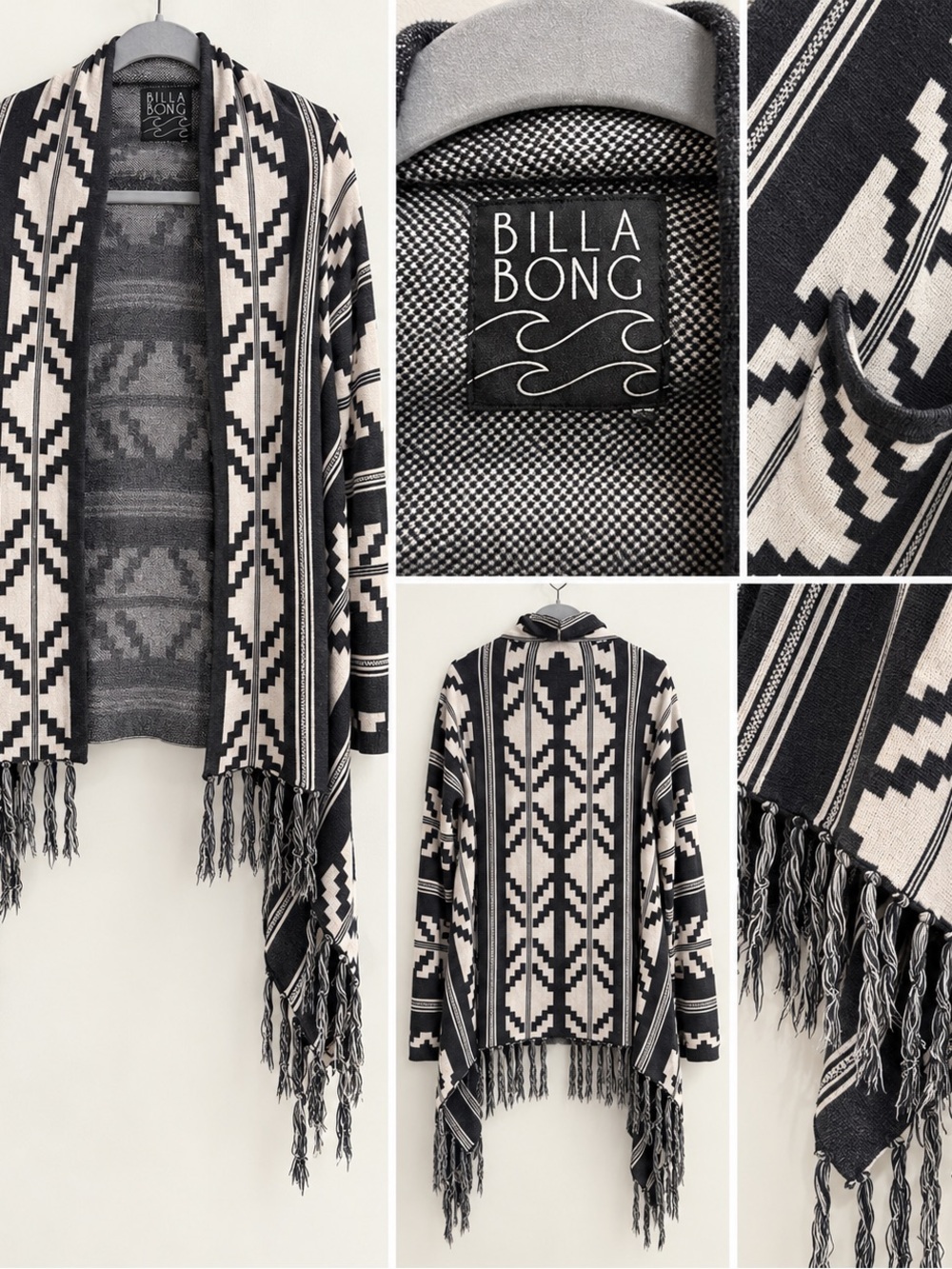 Billabong Fringe Aztec Throw Cardigan with pockets